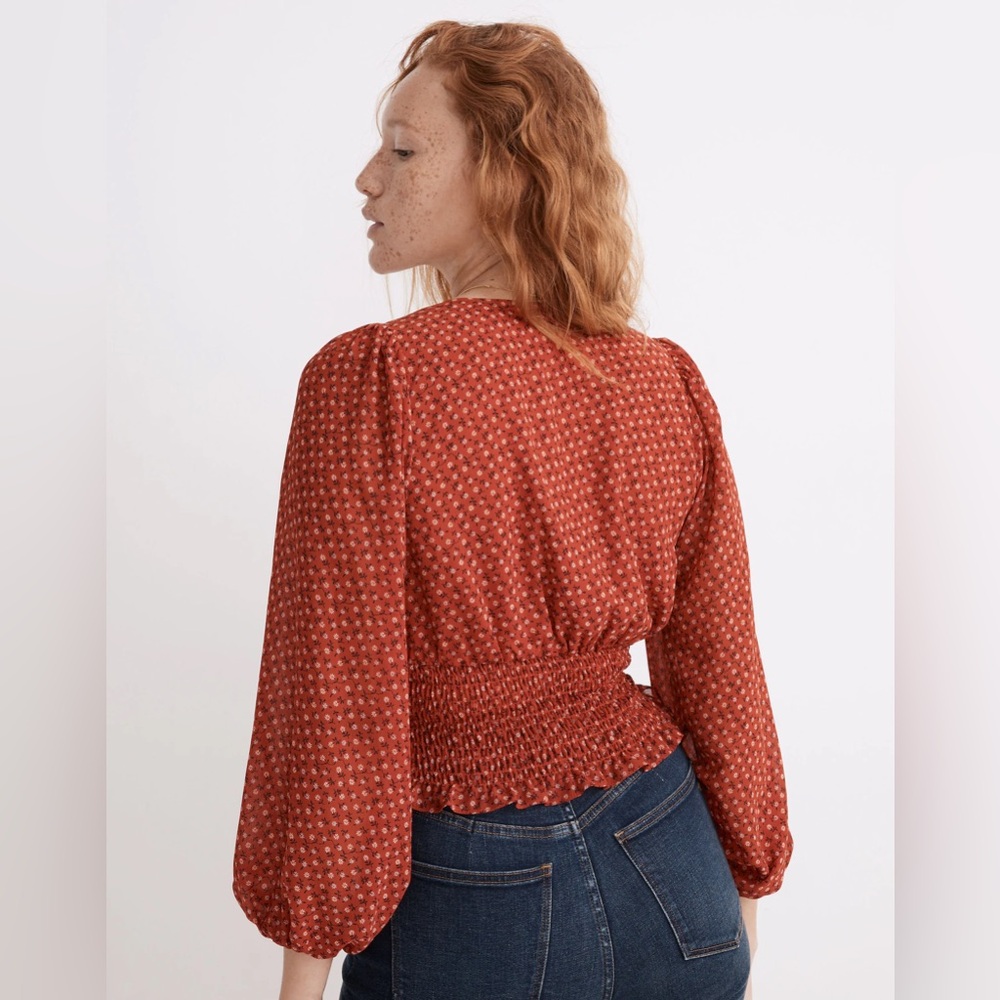 MSRP $80 Madewell Julianne Smocked-Waist Top - Picture 3 of 5